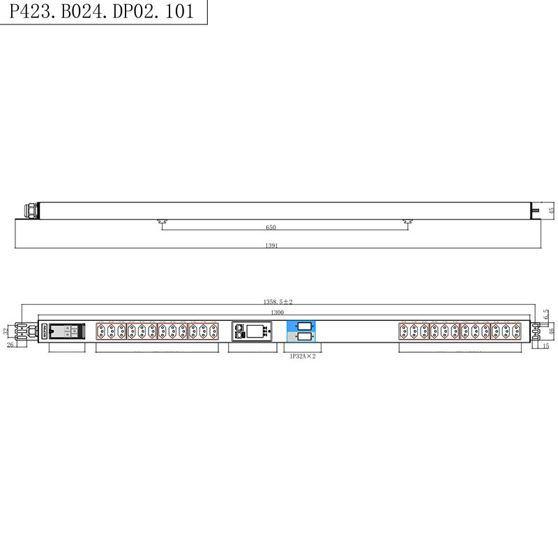 Brazil Sockets 24 Outlets 1.5U Liquid Magnetic Circuit Breaker Vertical TCP/IP smart Rack PDU