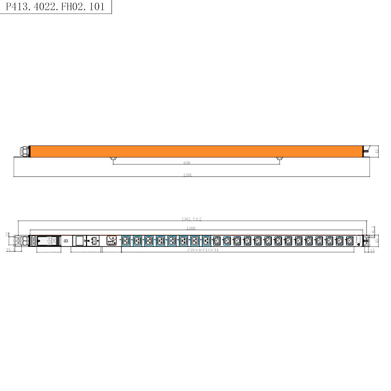 22 decursibus IEC C13 IEC C19 1.5U Surge Protection PDU Vertical Install Hot Swappable RS485 metered equipped Rack PDU