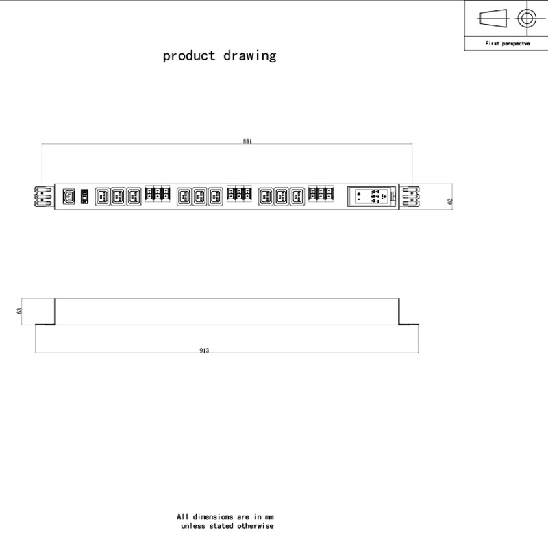 III-Phase X-Outlet C13 C19 Vertical Breaker ONERO Protection Switched Rack Pdu