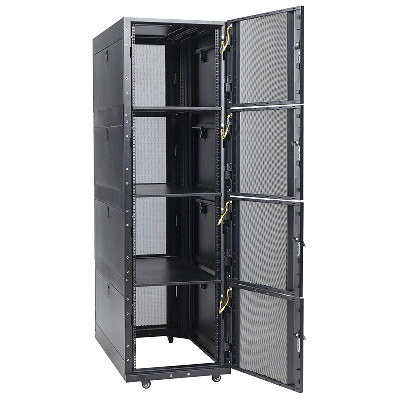 4 Compartments Rack Cabinet Perforated Door Black 42U 47U